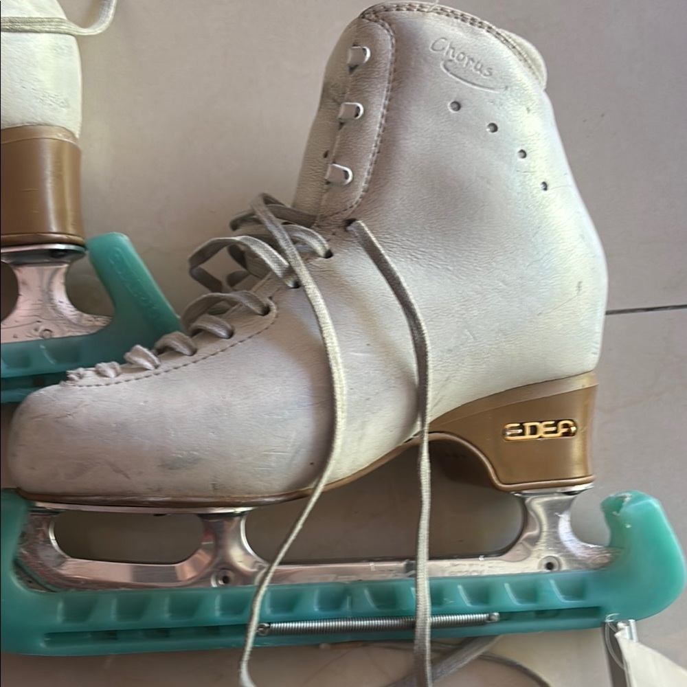 Edea White Ice Skates with Brown Accents - Picture 8 of 11